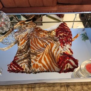 Guess Red and Orange Sequin Bathingsuit